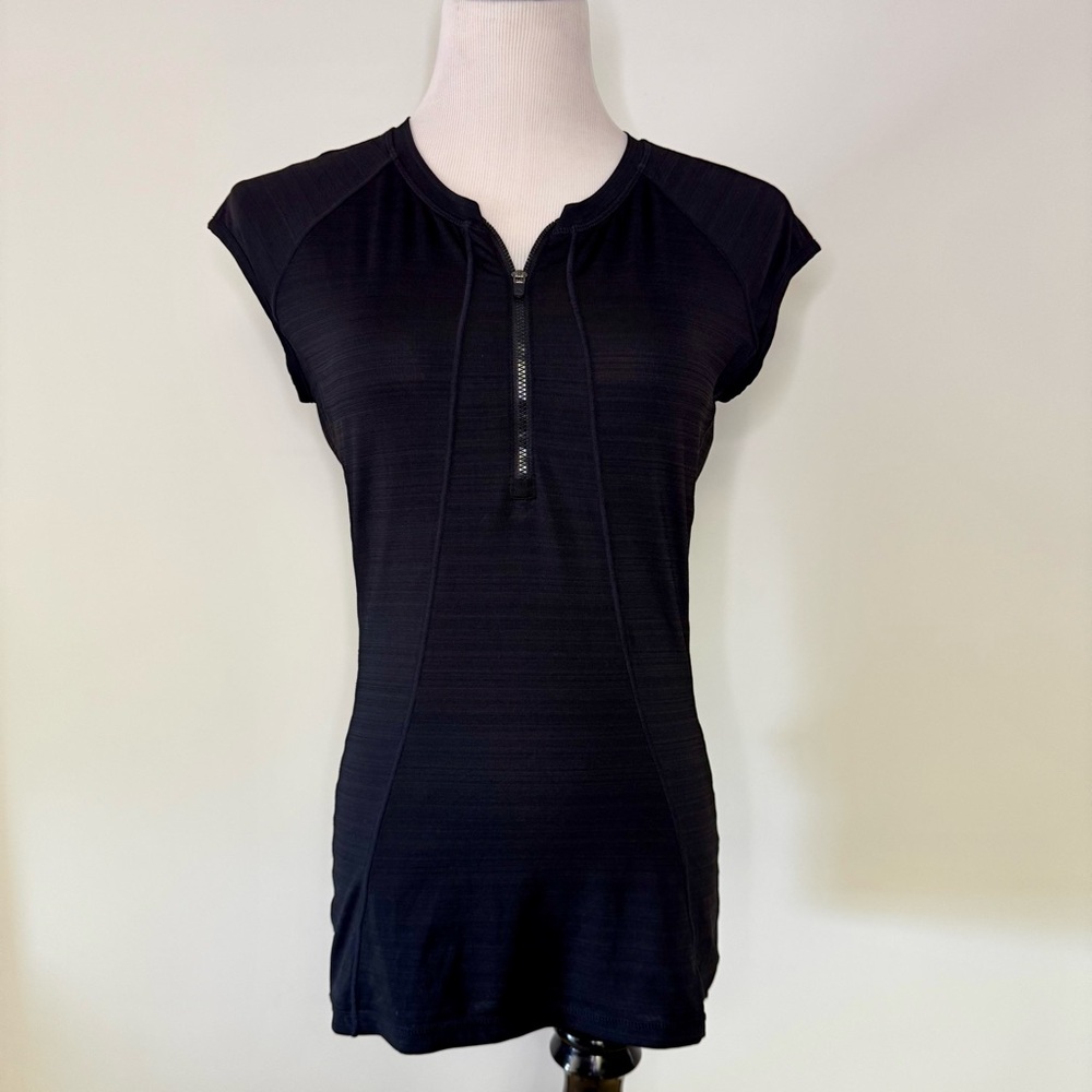 Athleta Black Women's Zip-Front Biking Top